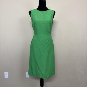 Topshop Dress Womens 10 Green Cutout Back Tie Waist Sleeveless Midi Summer Flirt